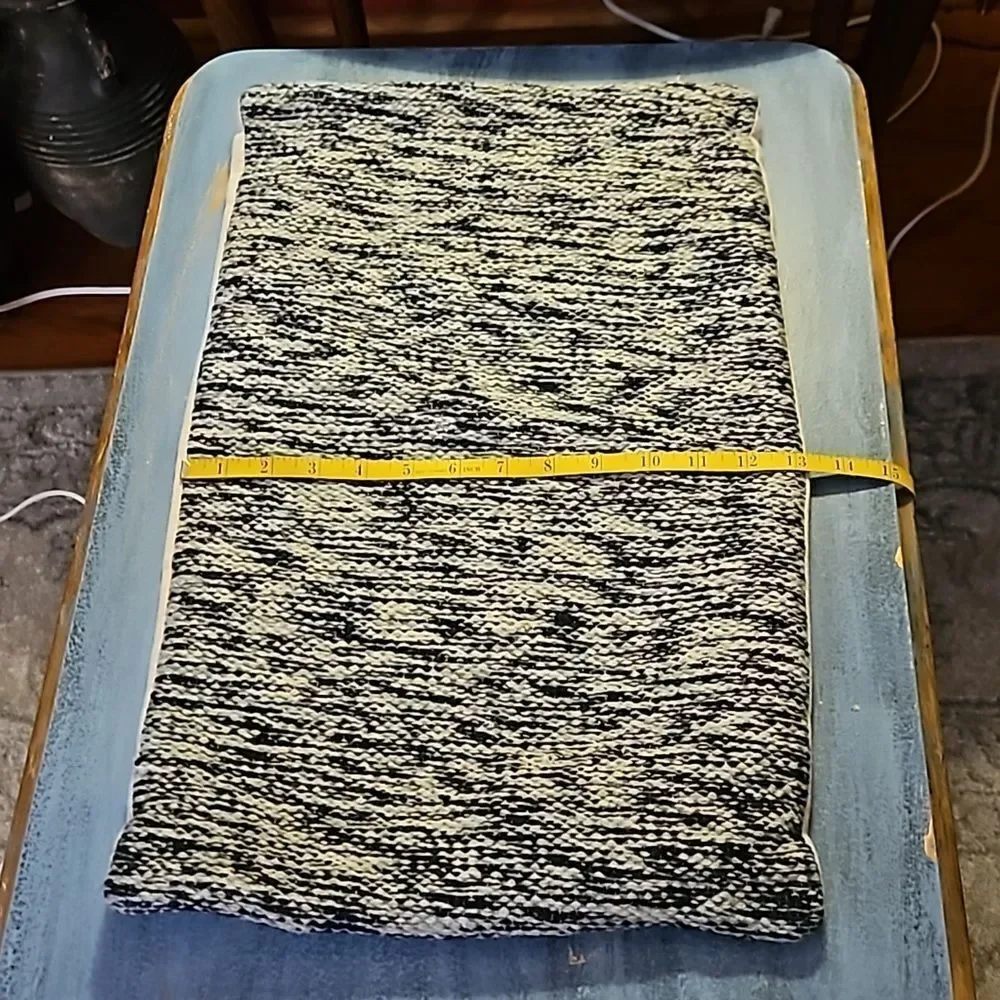 Navy Blue Cream Variegated Lumbar Pillow Cover | 100% Cotton